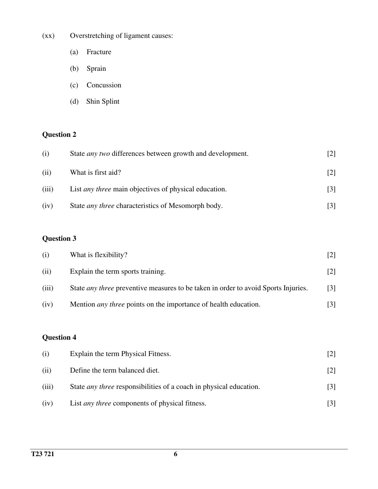ICSE Class 10 PHYSICAL EDUCATION 2023 Question Paper - Page 6