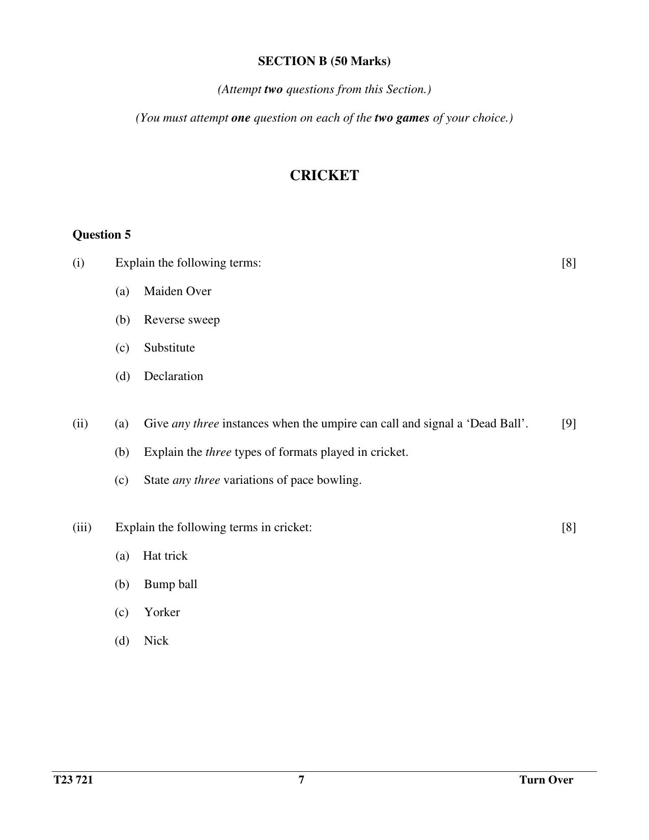 ICSE Class 10 PHYSICAL EDUCATION 2023 Question Paper - Page 7