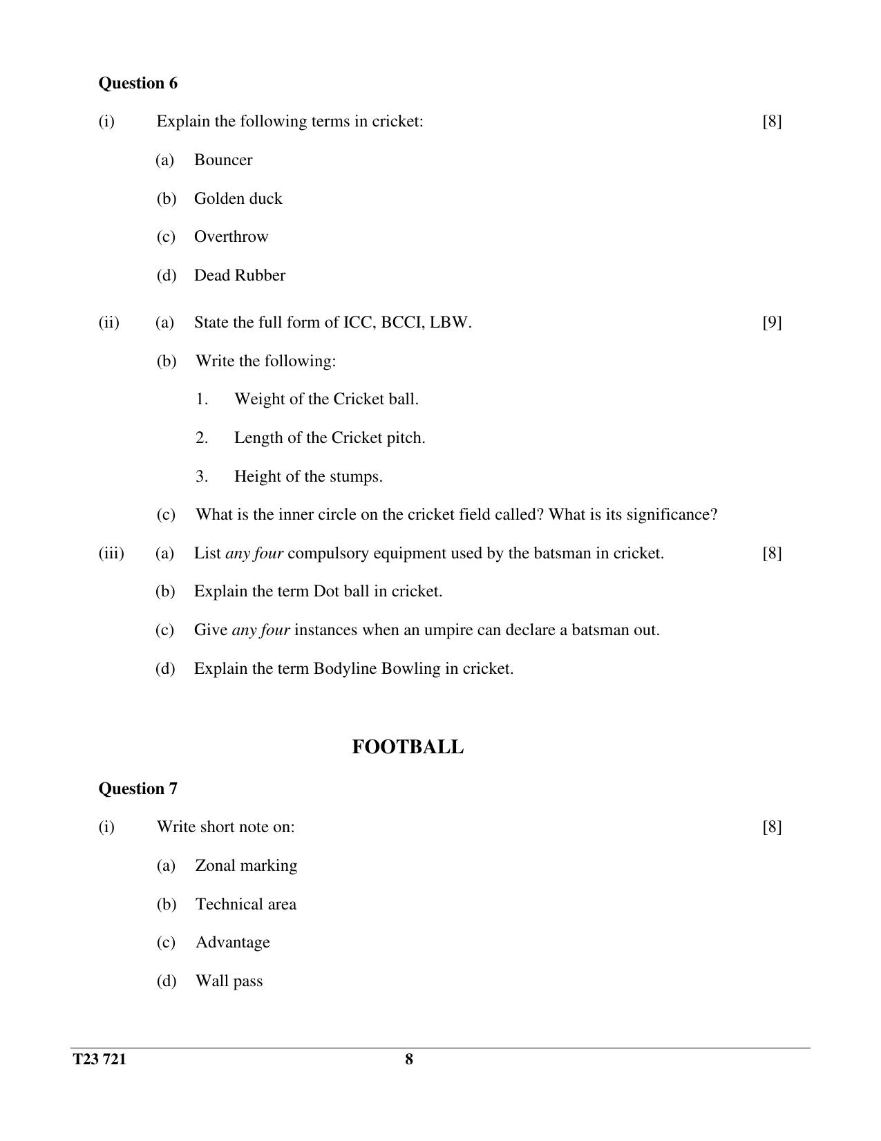 ICSE Class 10 PHYSICAL EDUCATION 2023 Question Paper - Page 8