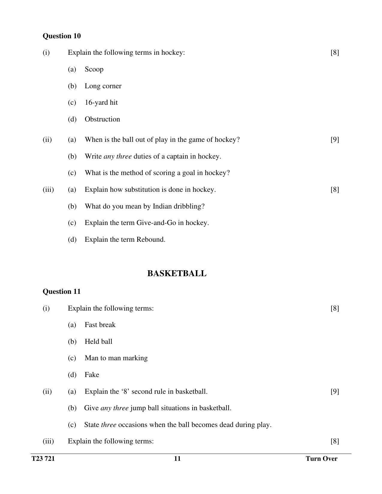 ICSE Class 10 PHYSICAL EDUCATION 2023 Question Paper - Page 11