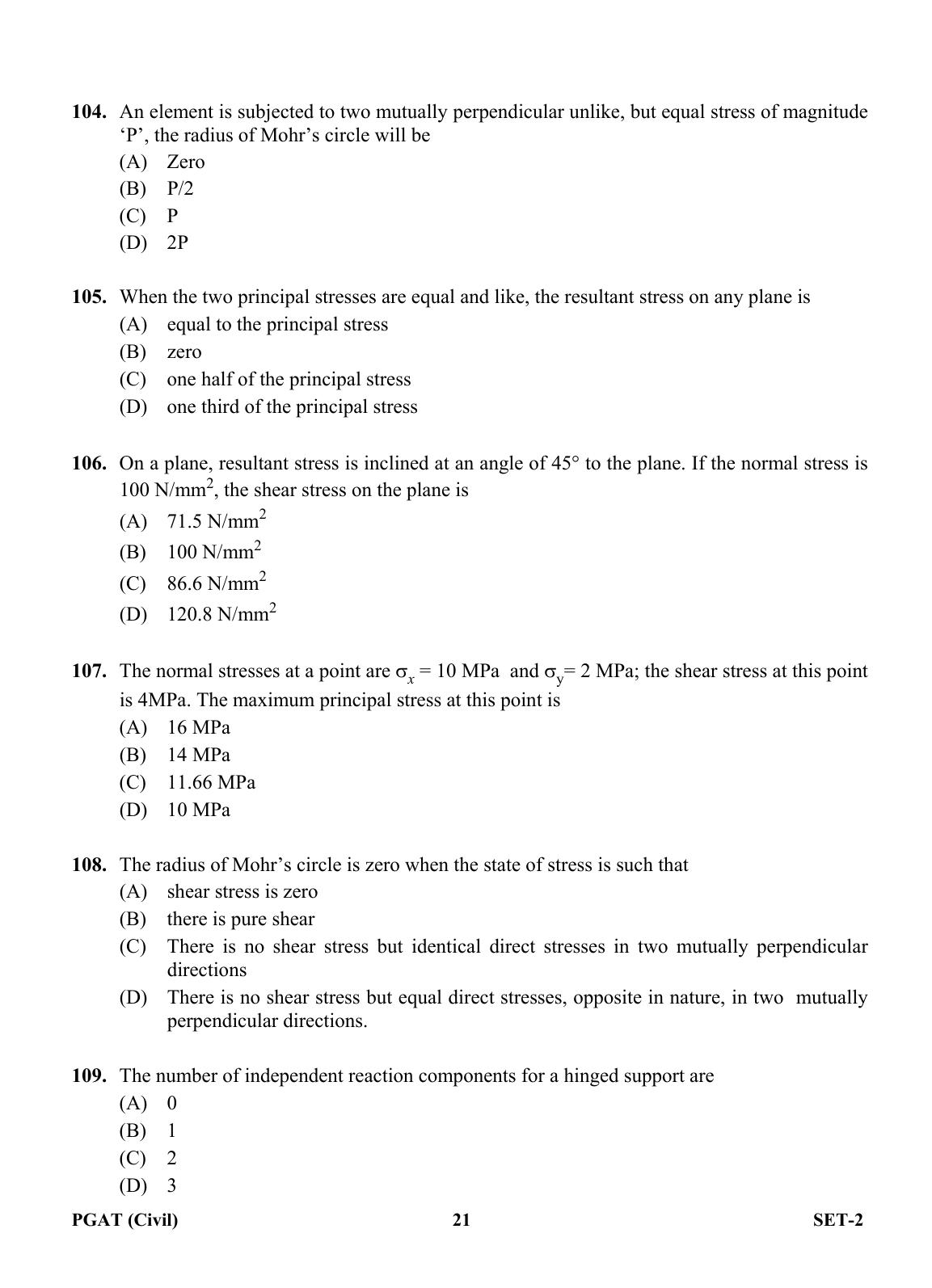 OJEE PGAT 2013 Civil Set 2 Question Paper - Page 20