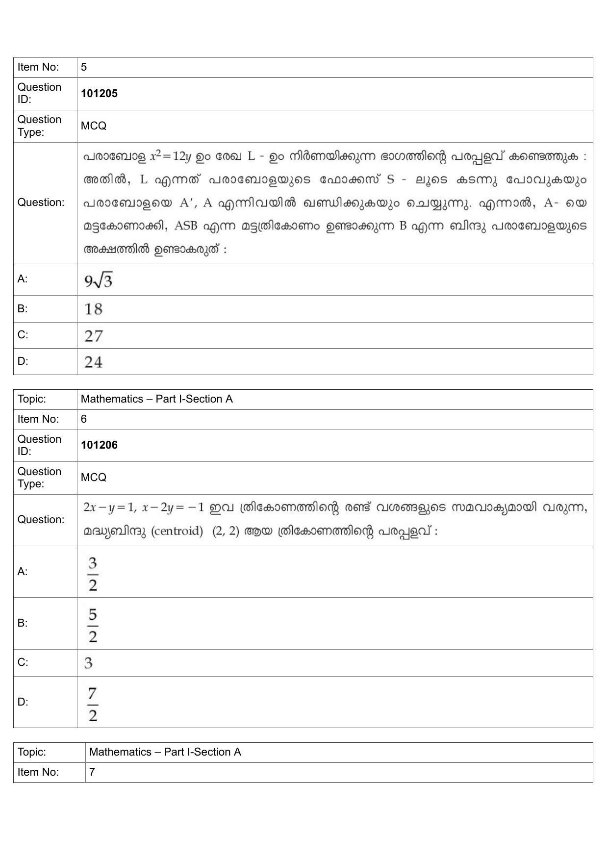 JEE Mains 2022: B Planning Malayalam (Shift 1) 30-07-2022 Question Paper - Page 3
