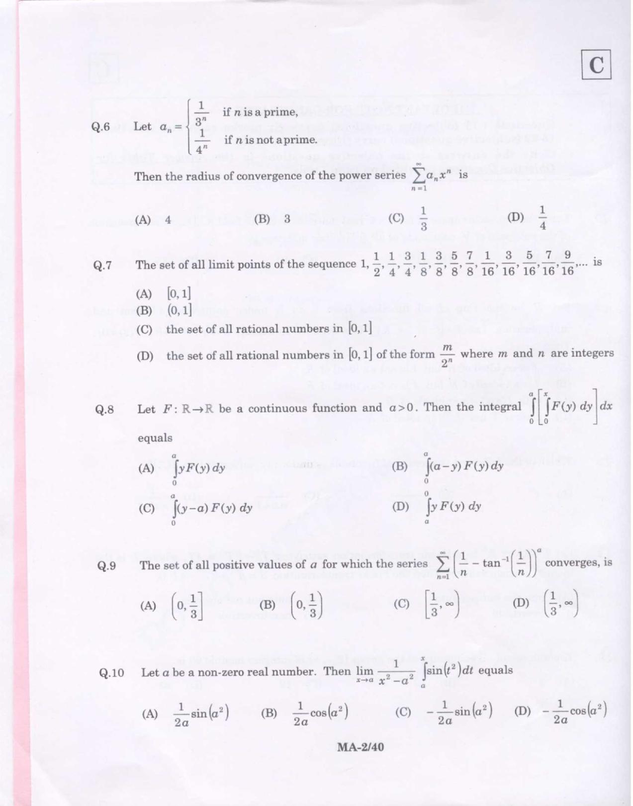 JAM 2009: MA Question Paper - Page 4
