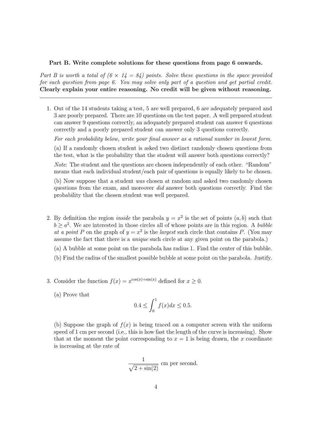 CMI Entrance Exam 2016 Question Paper B.Sc (Hons.) Mathematics and Computer Science - Page 4
