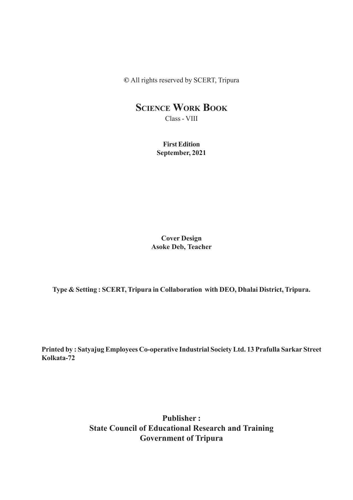 Tripura Board Class 8 Science English Version Workbooks - Page 2