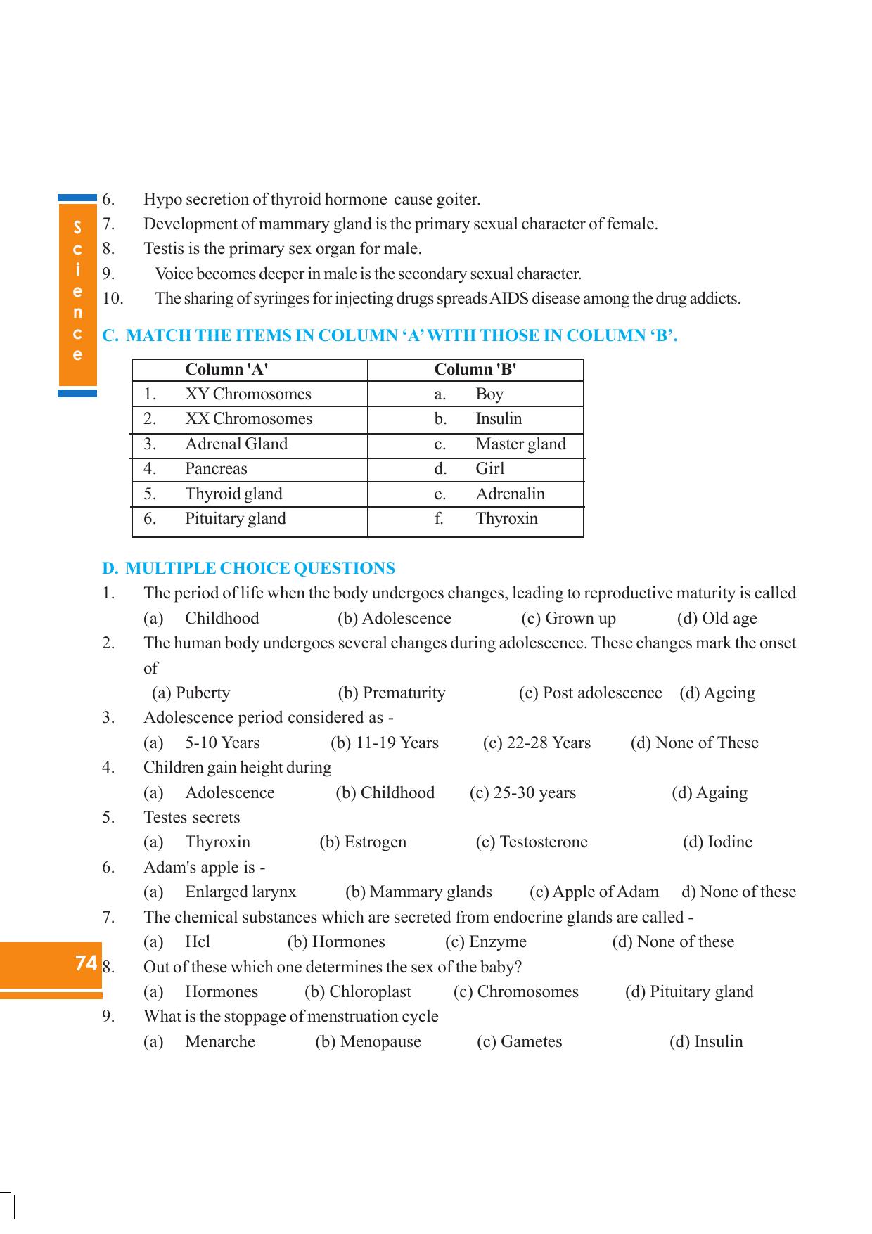 Tripura Board Class 8 Science English Version Workbooks - Page 74
