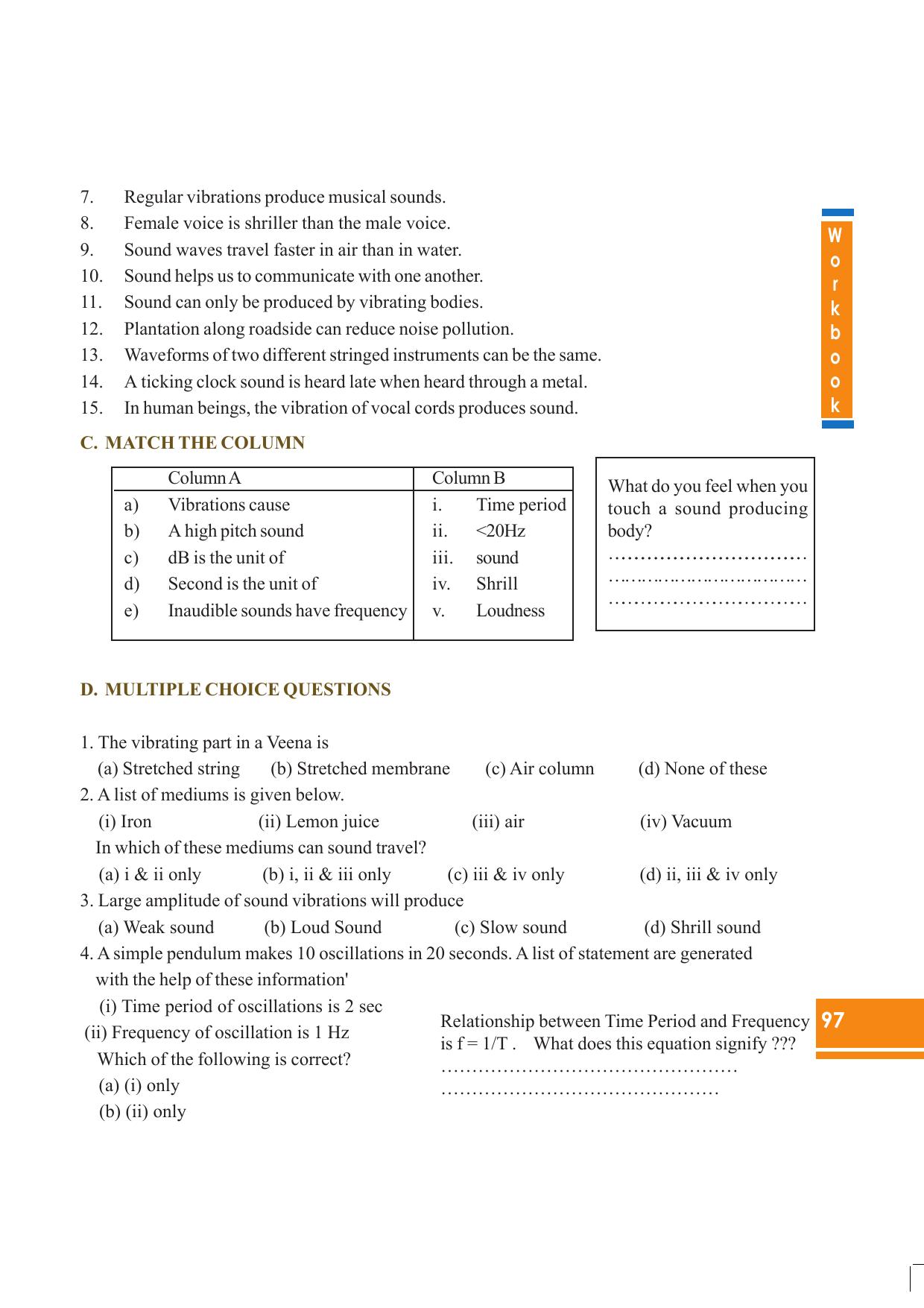 Tripura Board Class 8 Science English Version Workbooks - Page 97