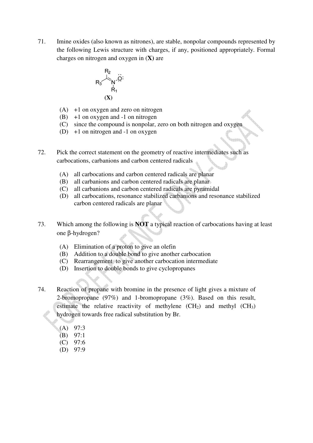 CUSAT CAT 2022 604 CHEMISTRY Question Paper - Page 15