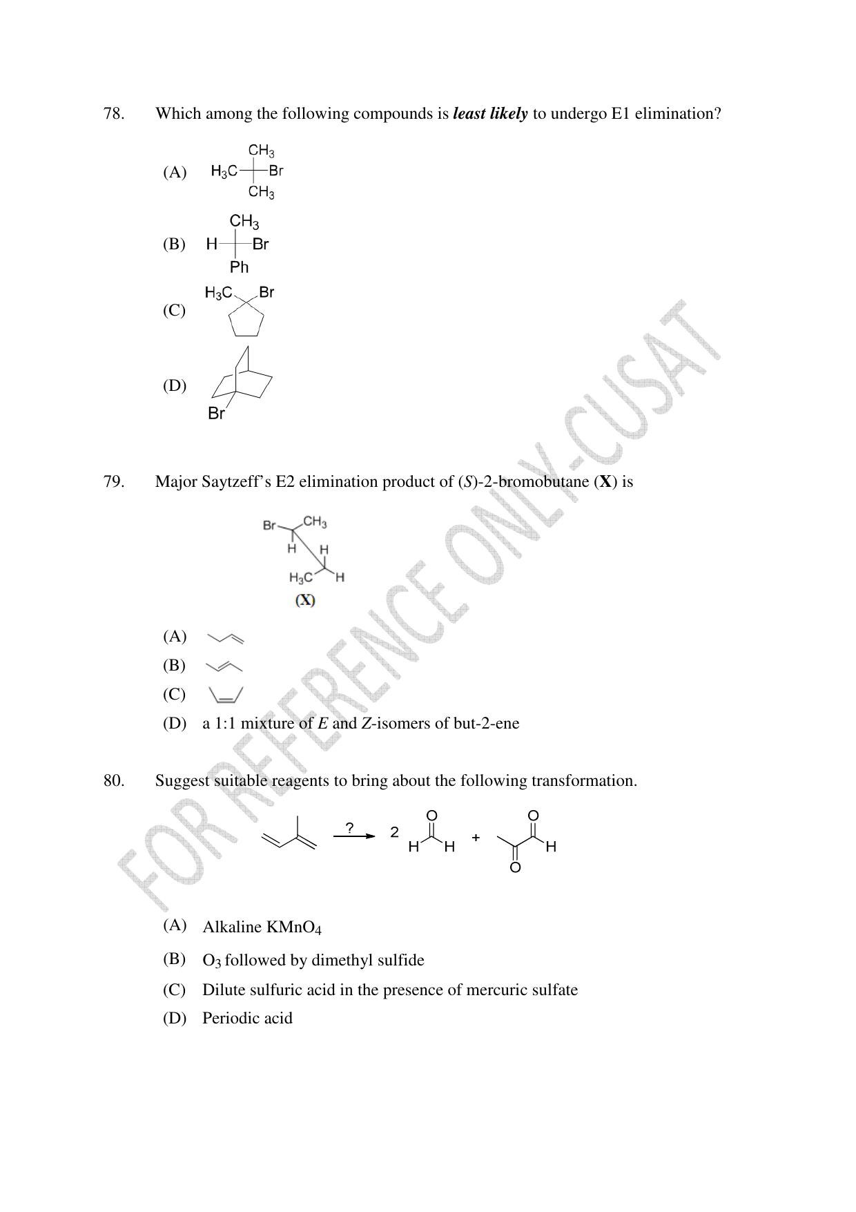 CUSAT CAT 2022 604 CHEMISTRY Question Paper - Page 17