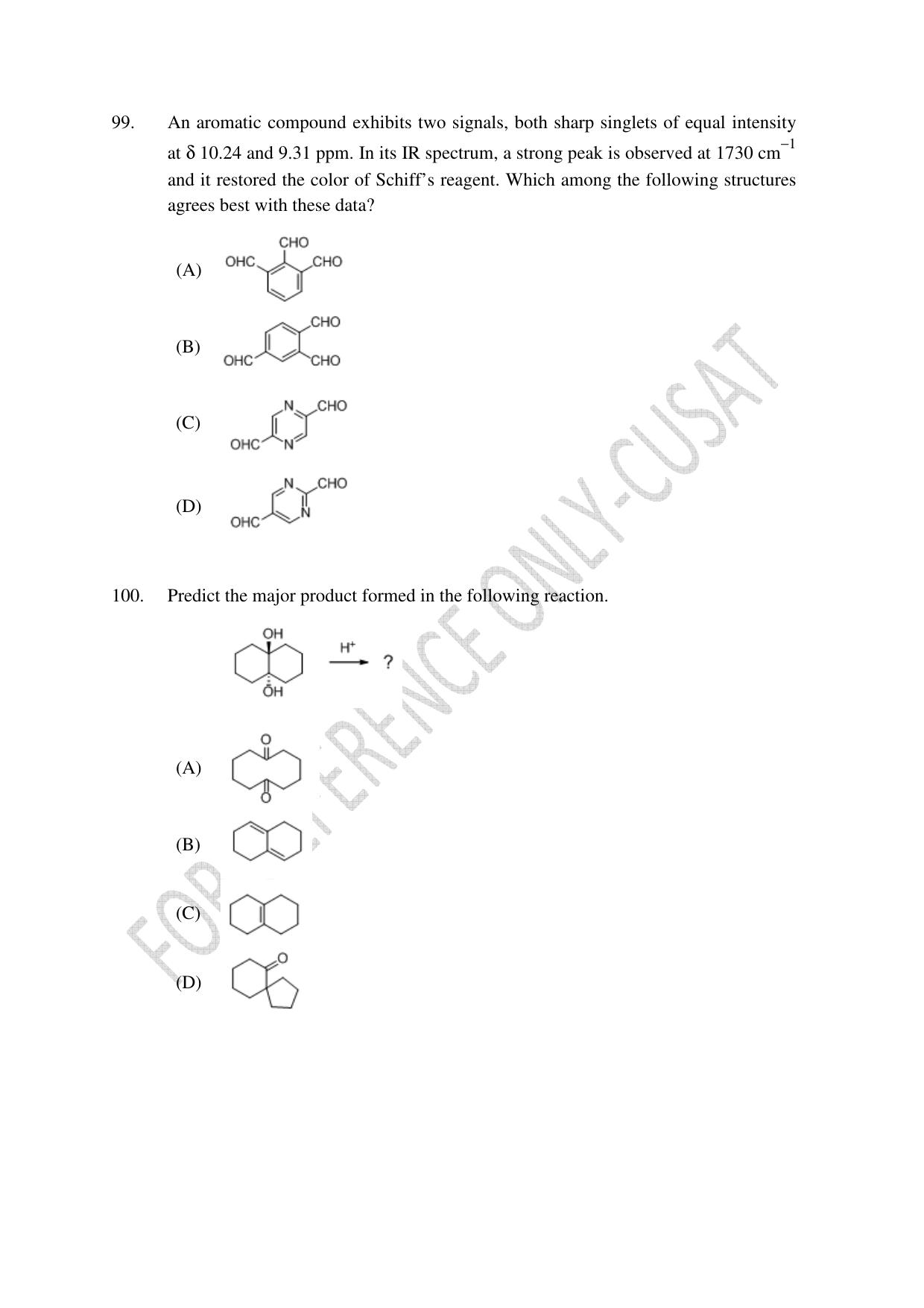 CUSAT CAT 2022 604 CHEMISTRY Question Paper - Page 23