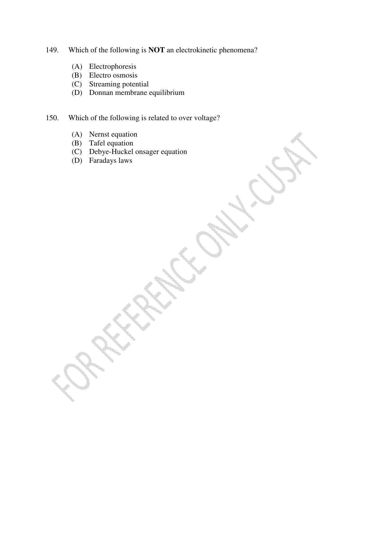 CUSAT CAT 2022 604 CHEMISTRY Question Paper - Page 34