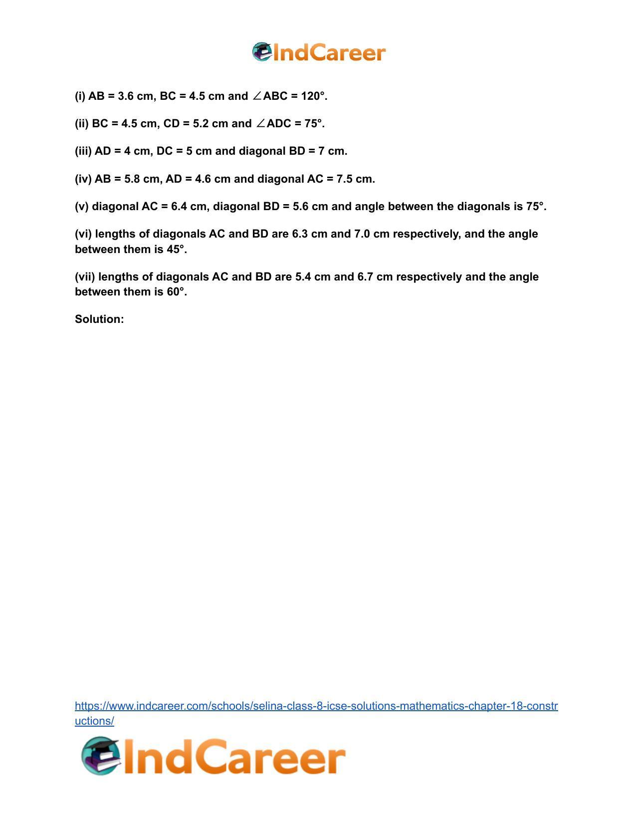 Selina Class 8 ICSE Solutions Mathematics : Chapter 18- Constructions - Page 34