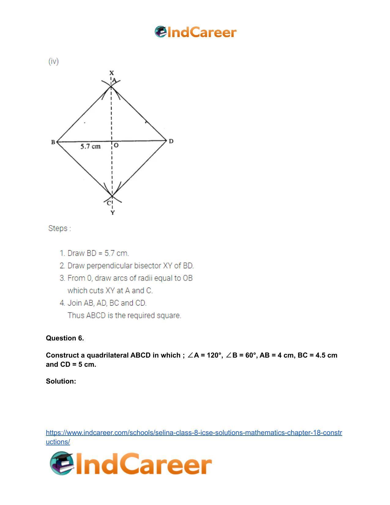 Selina Class 8 ICSE Solutions Mathematics : Chapter 18- Constructions - Page 59