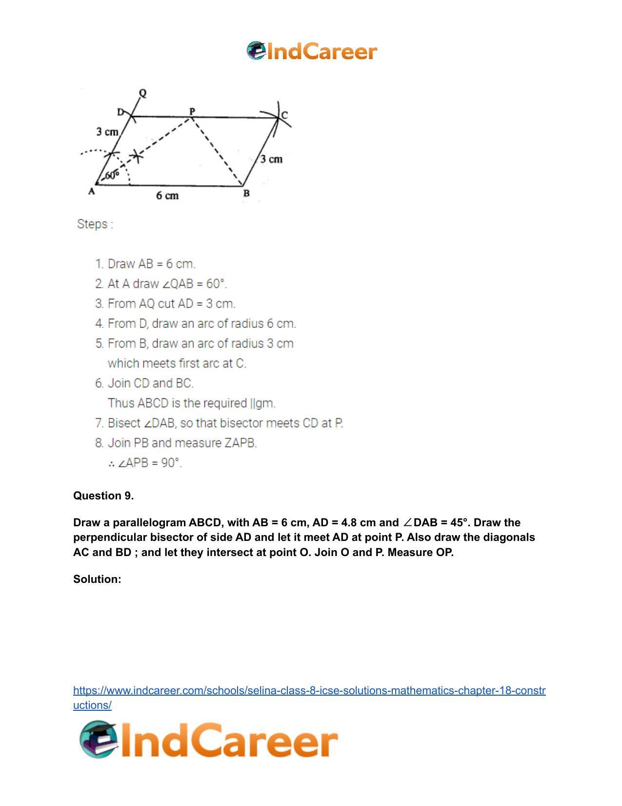 Selina Class 8 ICSE Solutions Mathematics : Chapter 18- Constructions - Page 63