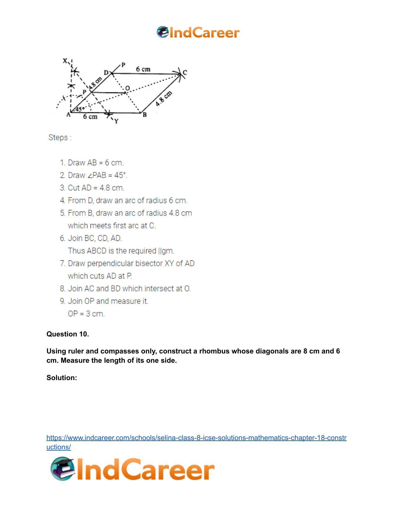 Selina Class 8 ICSE Solutions Mathematics : Chapter 18- Constructions - Page 64