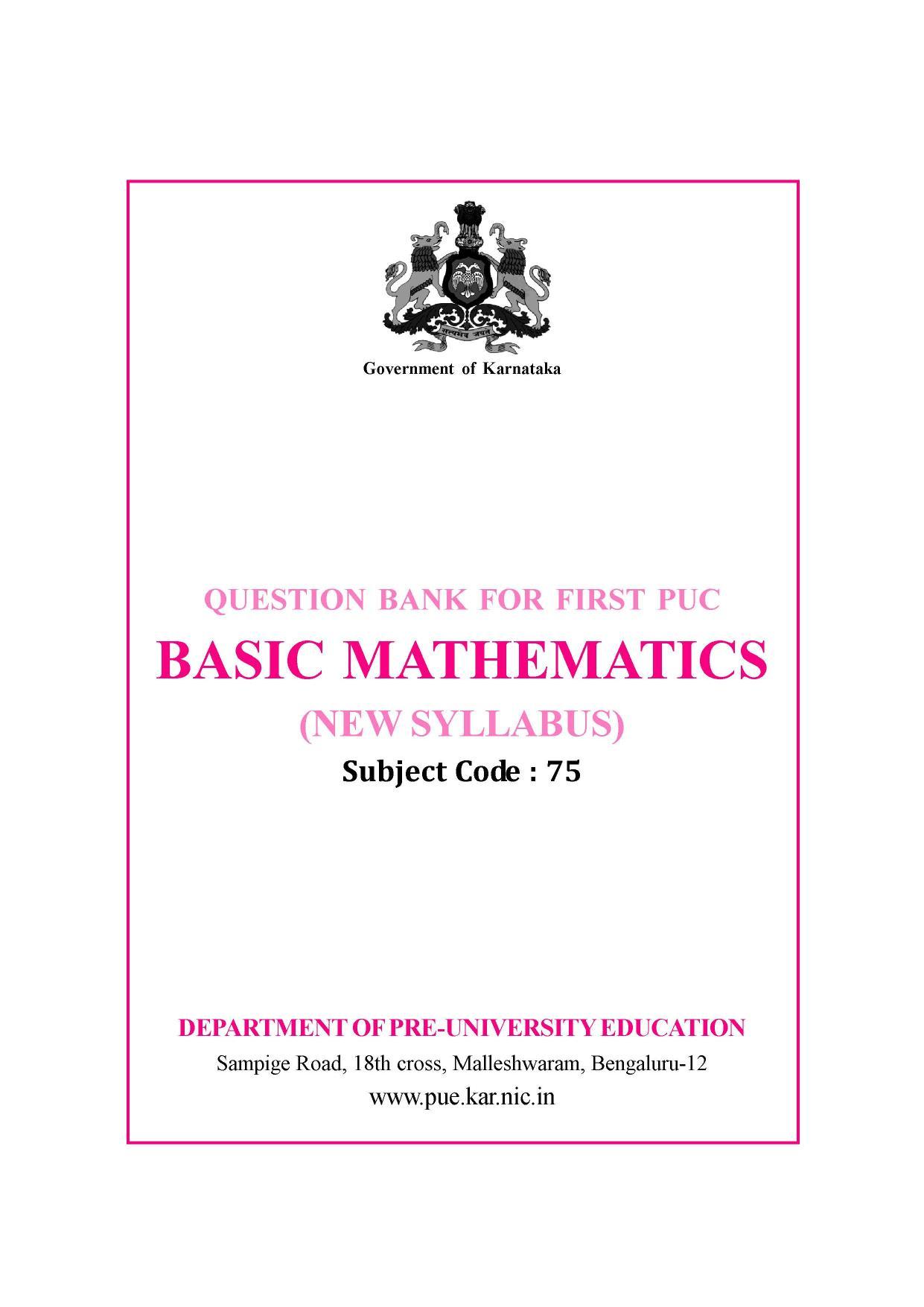 Karnataka 1st PUC Question Bank for Basic Maths - Page 1