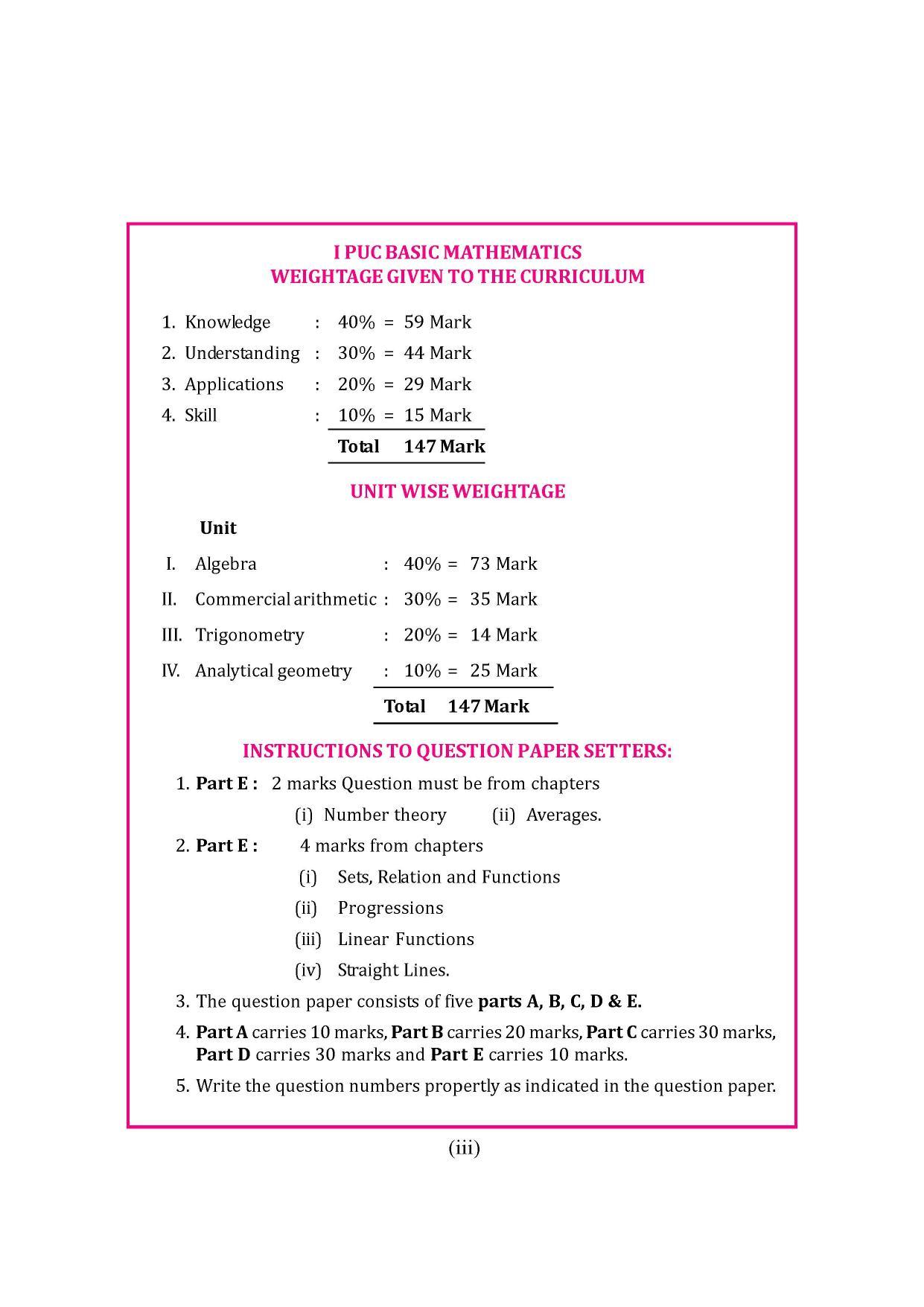 Karnataka 1st PUC Question Bank for Basic Maths - Page 3