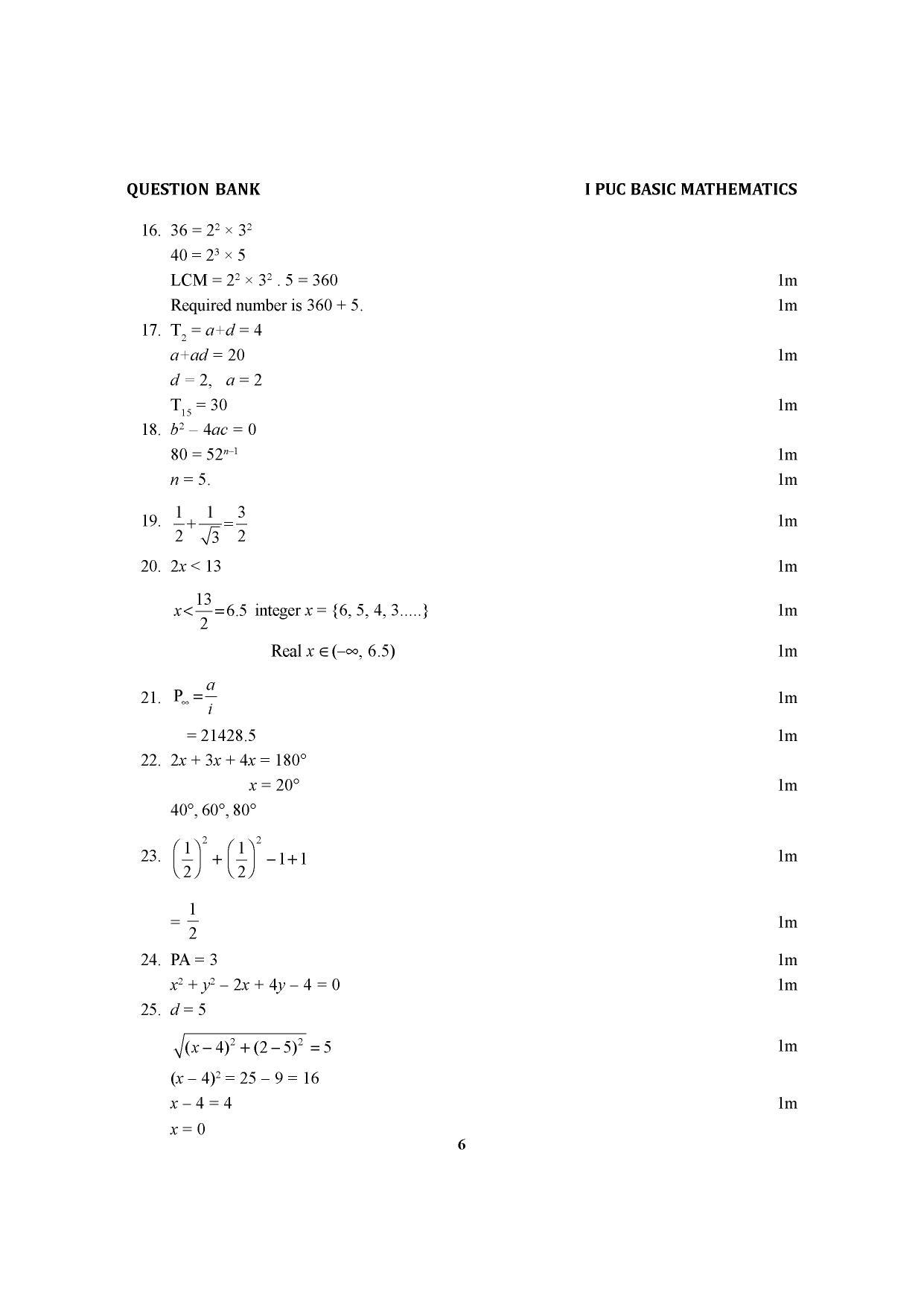 Karnataka 1st PUC Question Bank for Basic Maths - Page 10