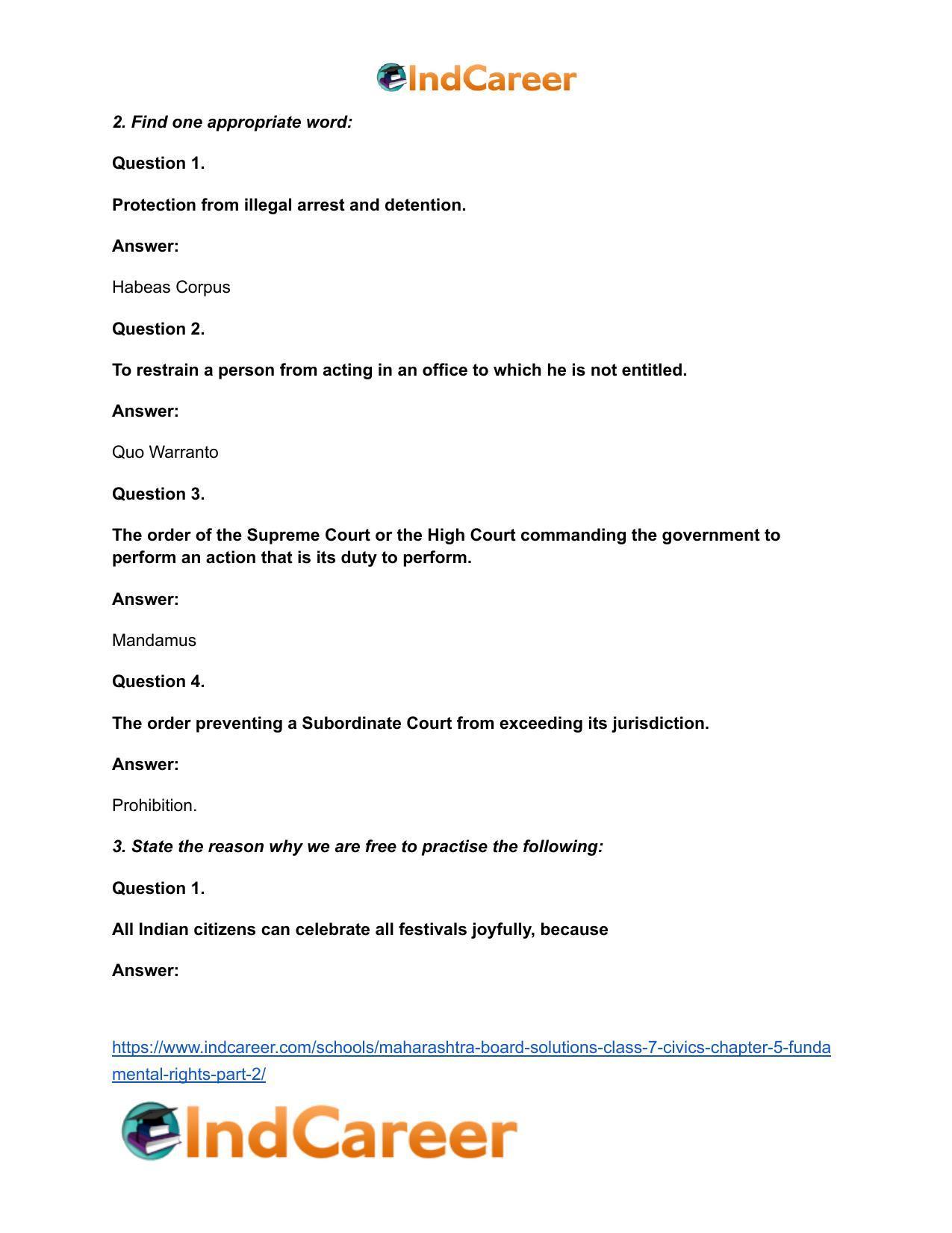 Maharashtra Board Solutions Class 7-Civics: Chapter 5- Fundamental Rights Part 2 - Page 3