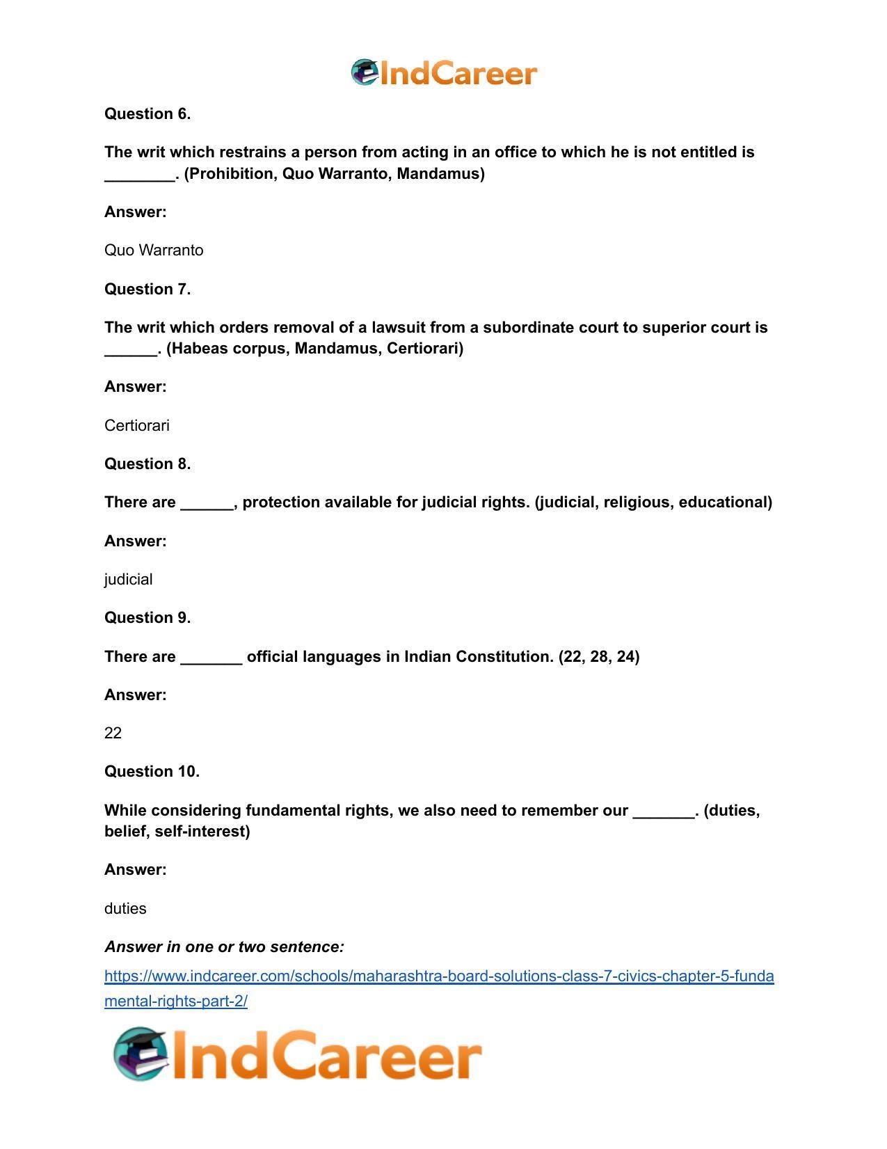 Maharashtra Board Solutions Class 7-Civics: Chapter 5- Fundamental Rights Part 2 - Page 6