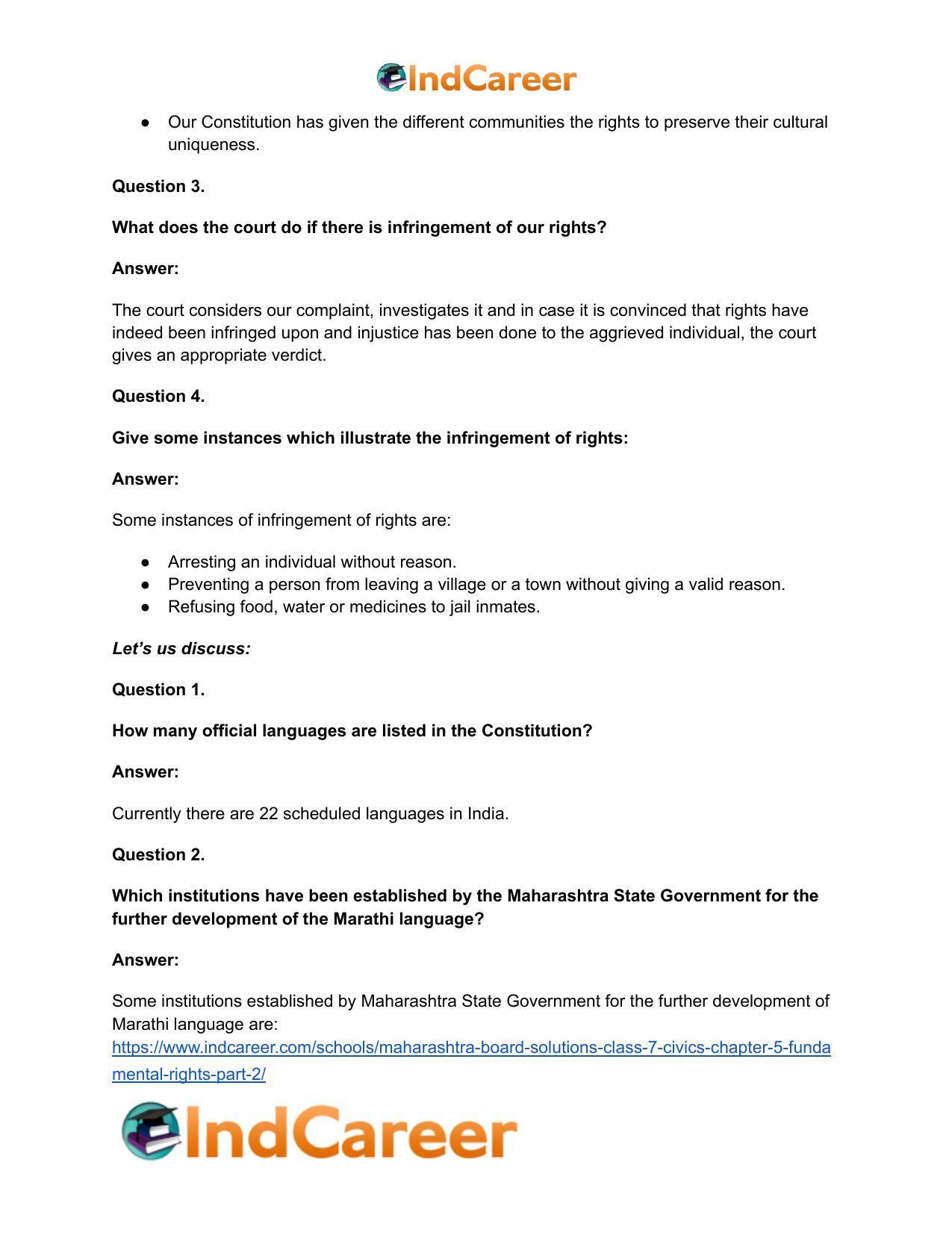 Maharashtra Board Solutions Class 7-Civics: Chapter 5- Fundamental Rights Part 2 - Page 9
