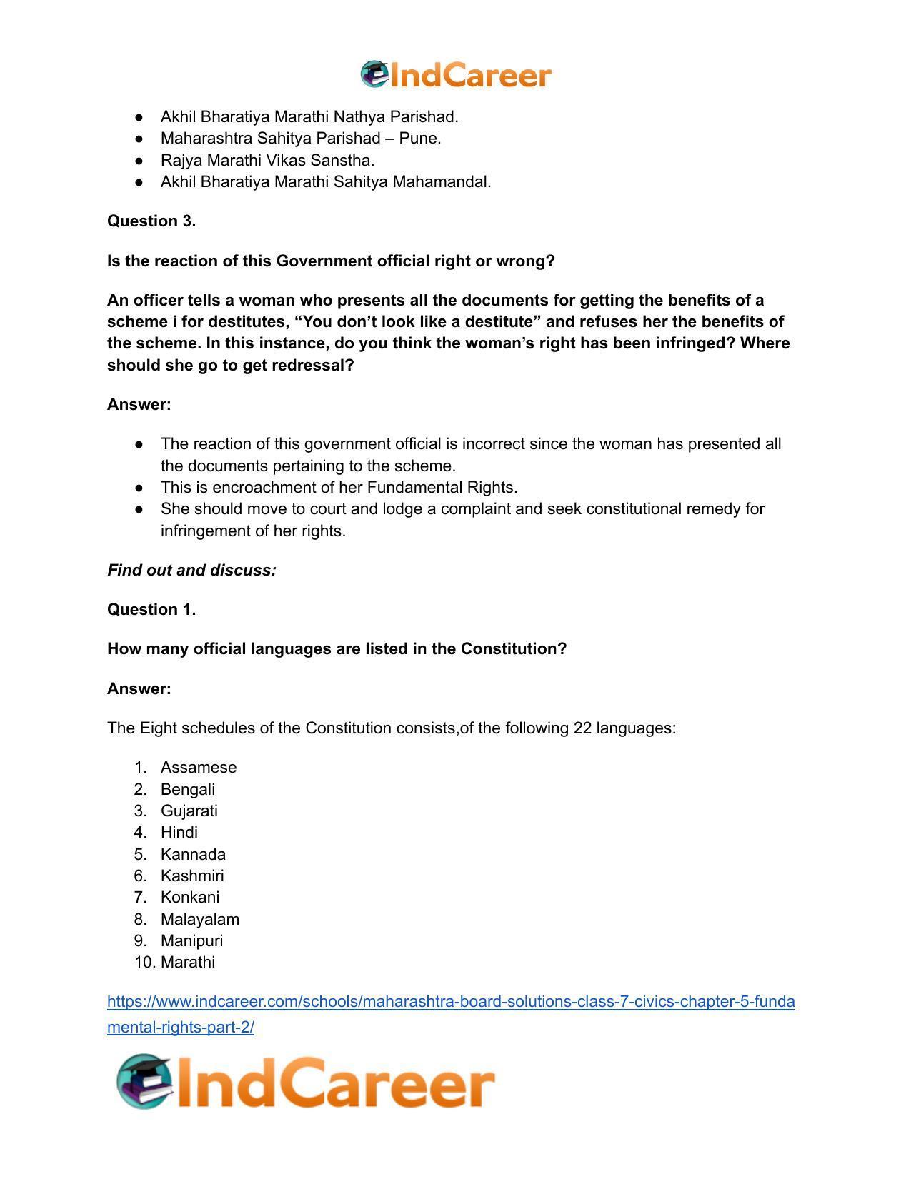 Maharashtra Board Solutions Class 7-Civics: Chapter 5- Fundamental Rights Part 2 - Page 10