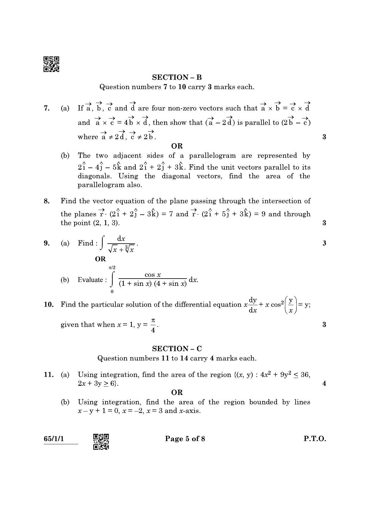 CBSE Class 12 65-1-1 Mathematcs 2022 Question Paper - Page 5