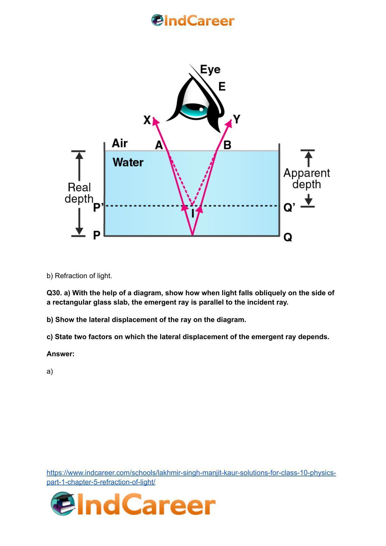 Lakhmir Singh Manjit Kaur Solutions for Class 10 Physics (Part 1) Chapter 5- Refraction of Light - Page 18