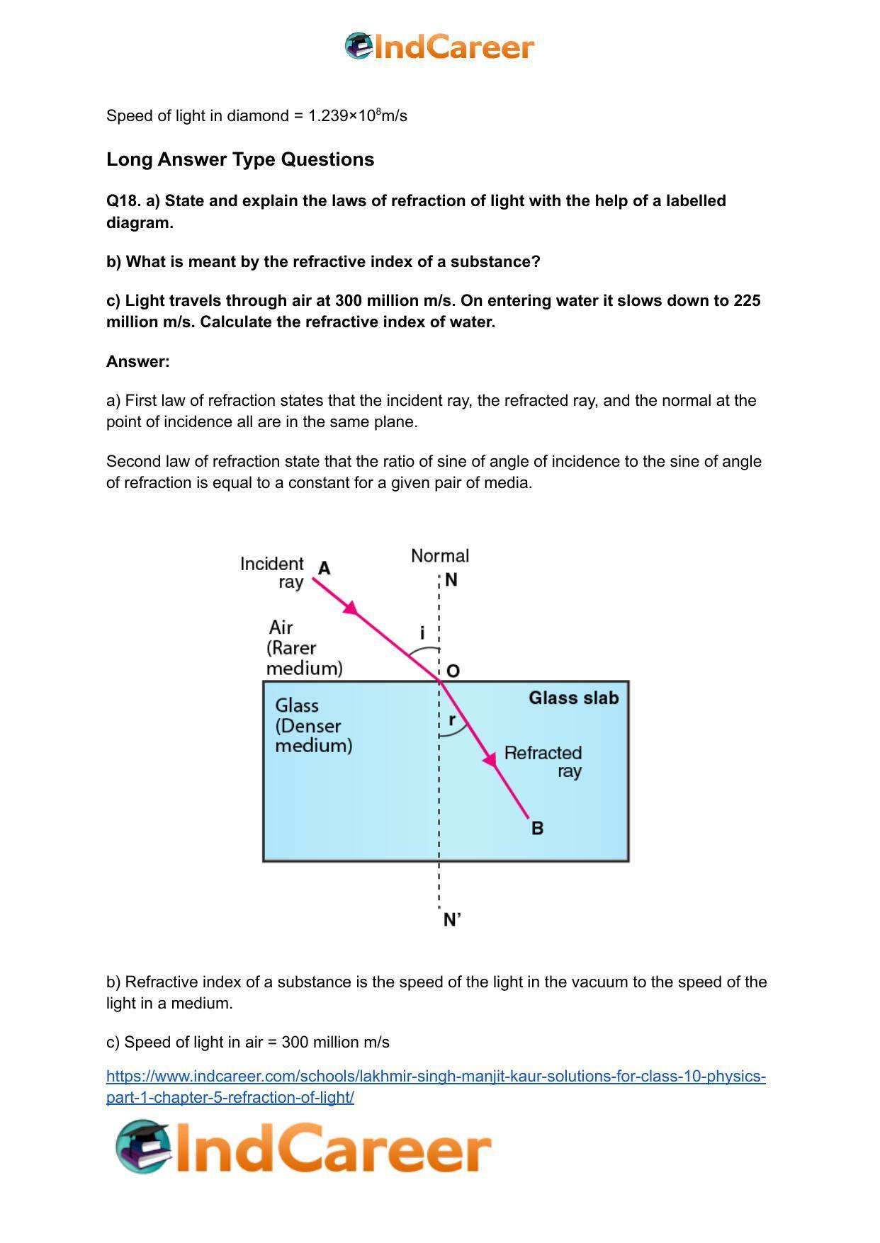 Lakhmir Singh Manjit Kaur Solutions for Class 10 Physics (Part 1) Chapter 5- Refraction of Light - Page 27
