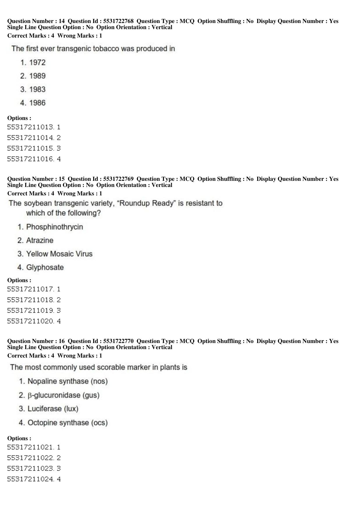 ICAR AIEEA PG 2019 PLANT BIOTECHNOLOGY Question Paper - Page 6