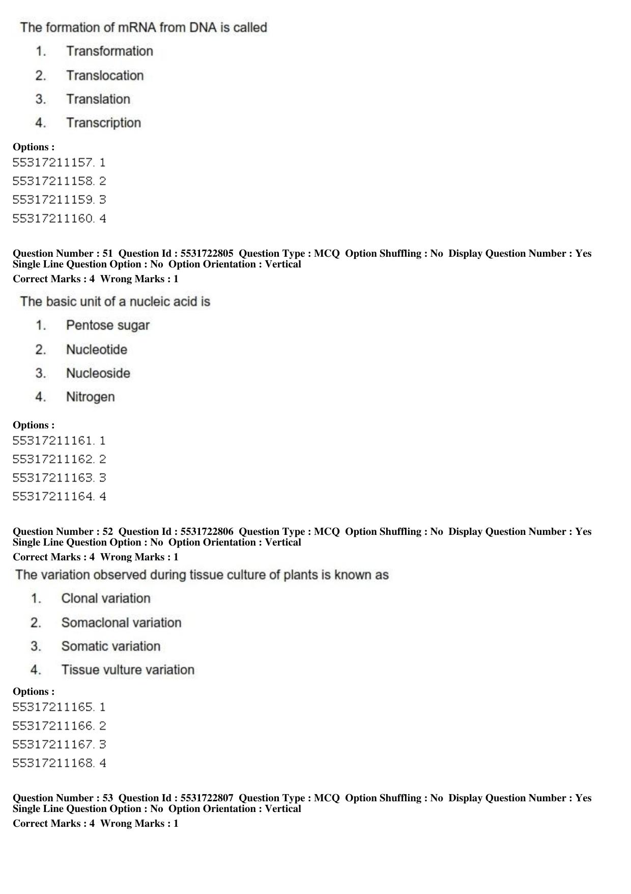ICAR AIEEA PG 2019 PLANT BIOTECHNOLOGY Question Paper - Page 18
