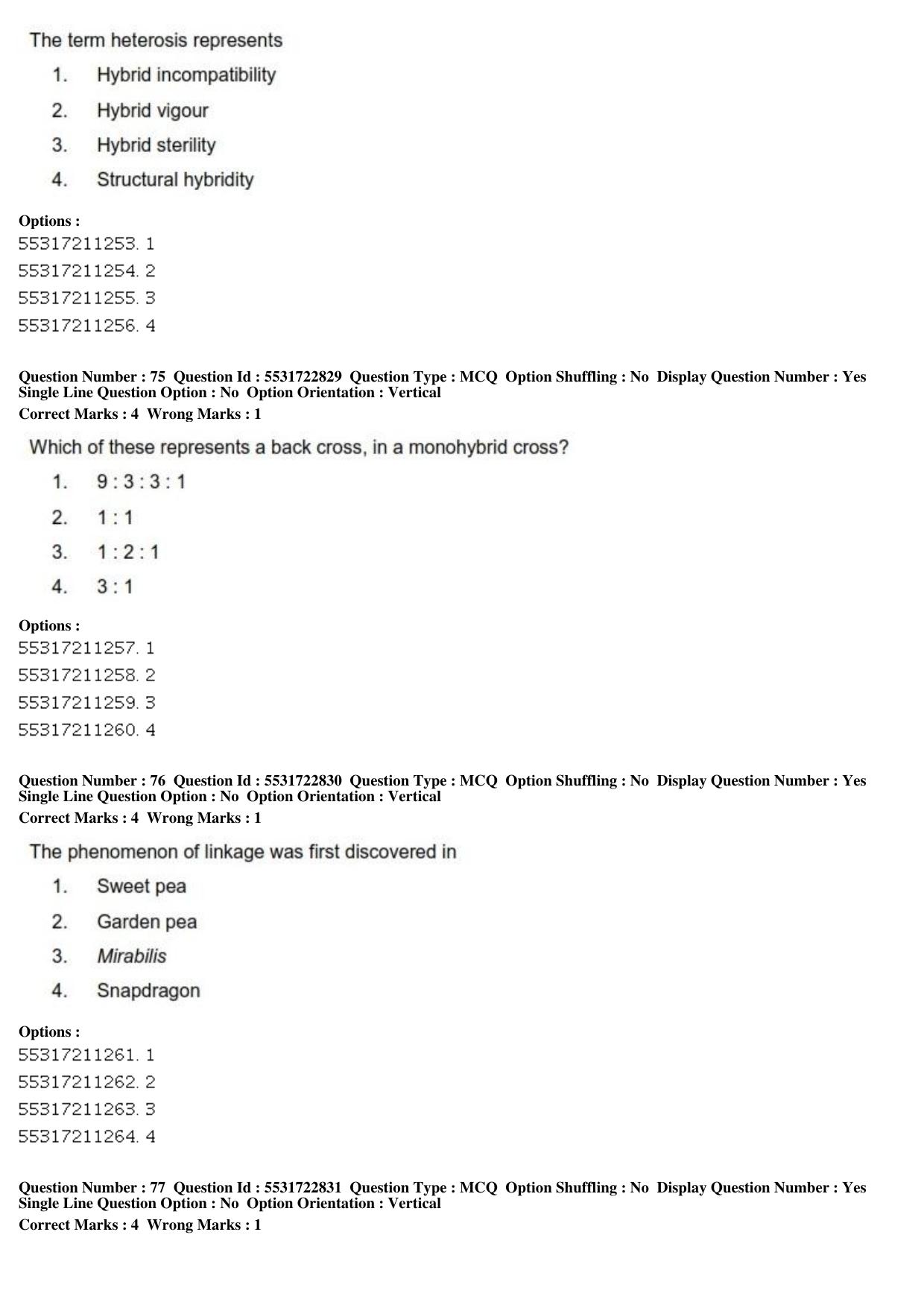 ICAR AIEEA PG 2019 PLANT BIOTECHNOLOGY Question Paper - Page 26