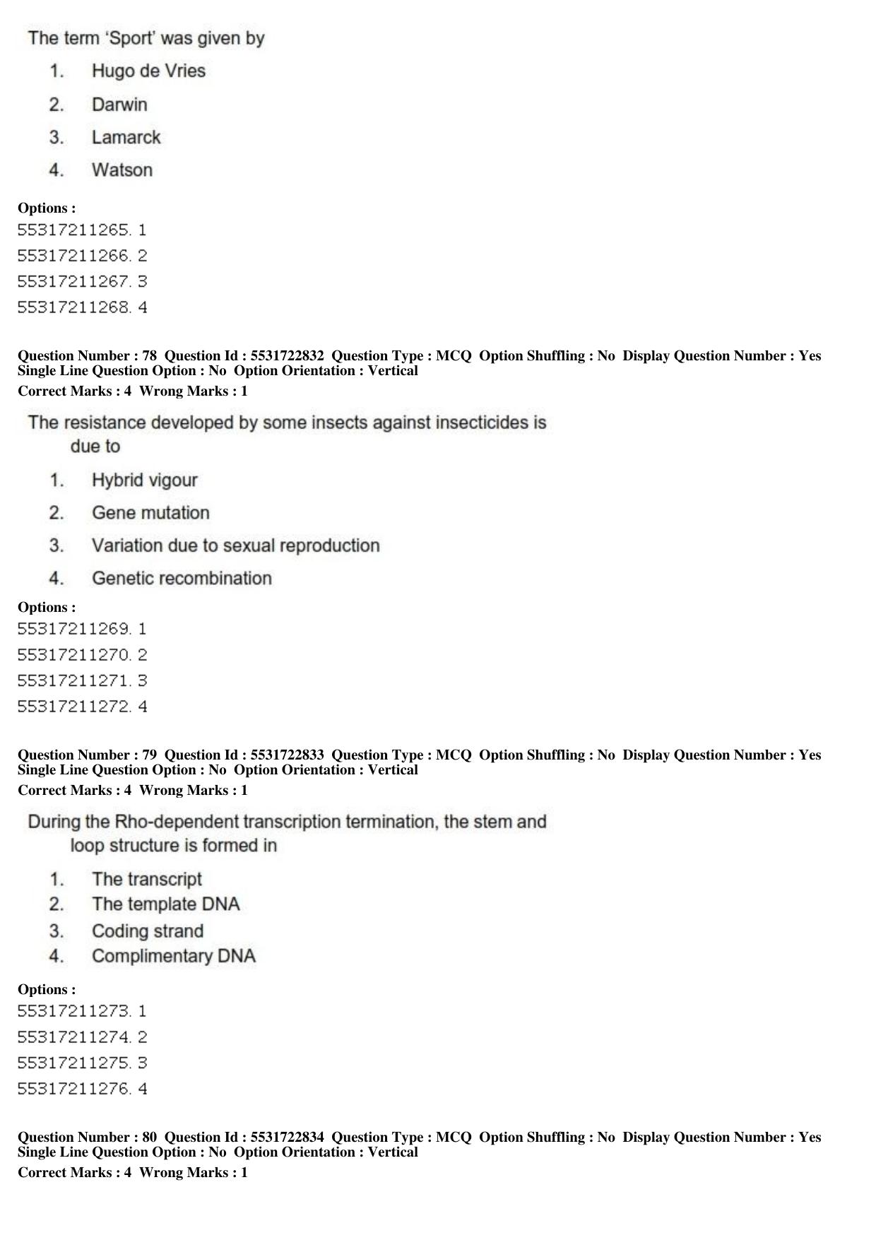 ICAR AIEEA PG 2019 PLANT BIOTECHNOLOGY Question Paper - Page 27