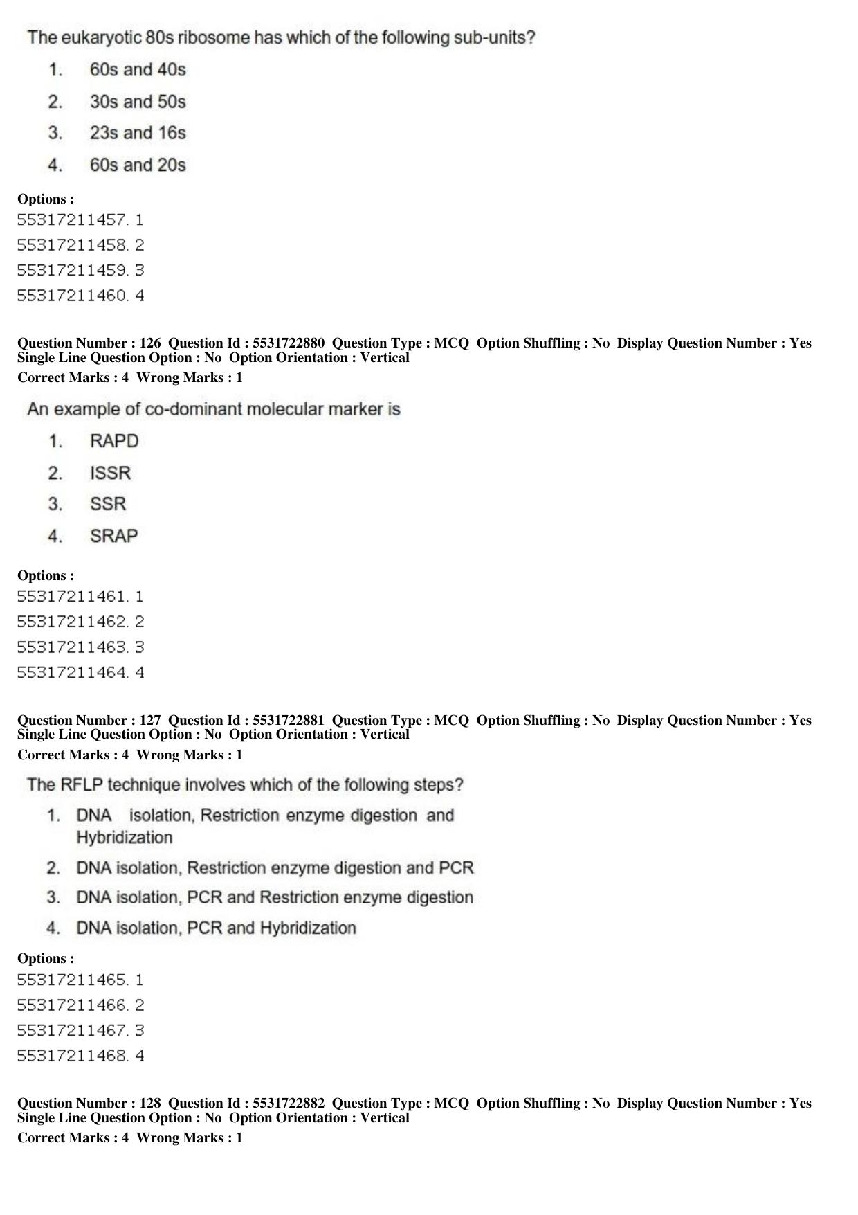 ICAR AIEEA PG 2019 PLANT BIOTECHNOLOGY Question Paper - Page 43