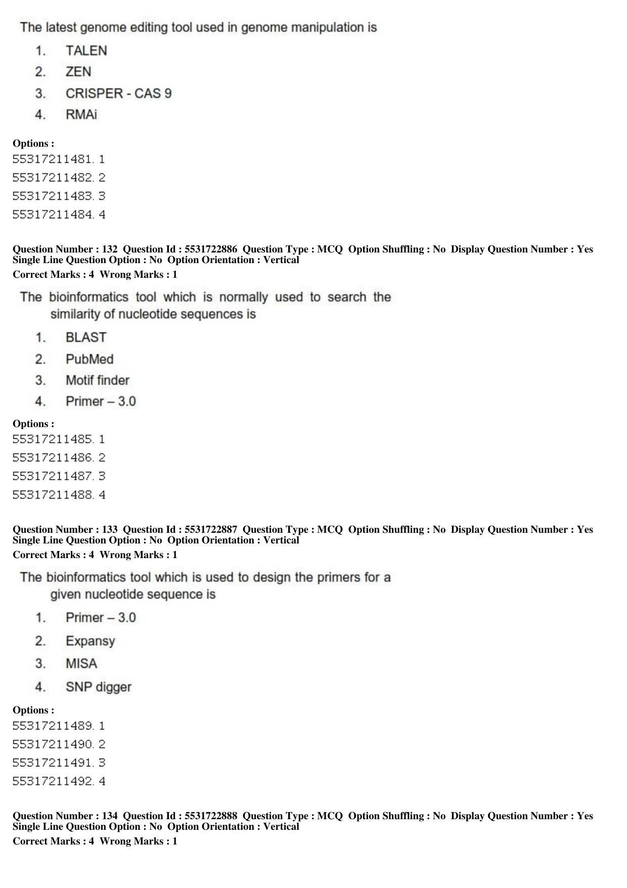 ICAR AIEEA PG 2019 PLANT BIOTECHNOLOGY Question Paper - Page 45