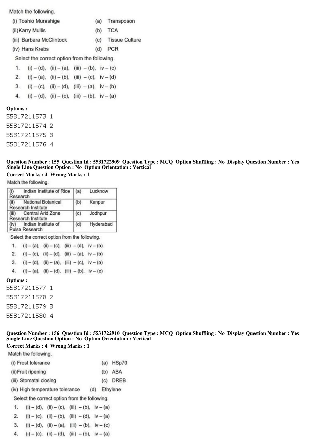 ICAR AIEEA PG 2019 PLANT BIOTECHNOLOGY Question Paper - Page 53