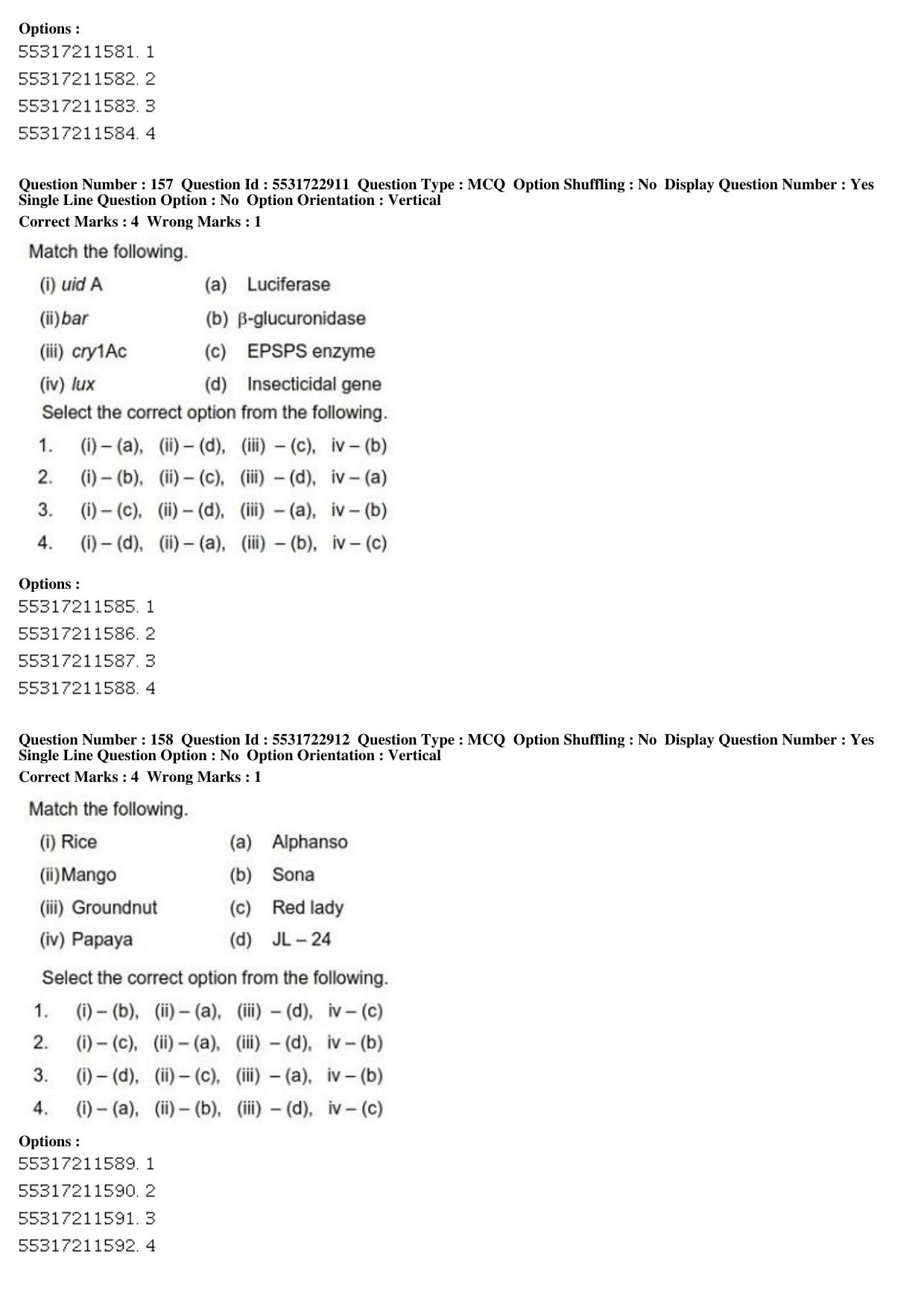 ICAR AIEEA PG 2019 PLANT BIOTECHNOLOGY Question Paper - Page 54