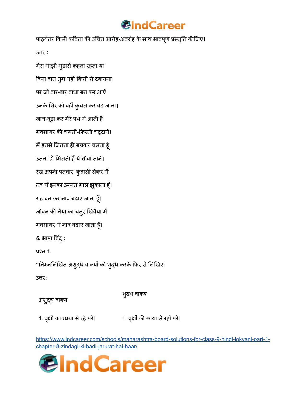 Maharashtra Board Solutions for Class 9- Hindi Lokvani (Part 1): Chapter 8- जिंदगी की बड़ी जरूरत है हार..! - Page 4