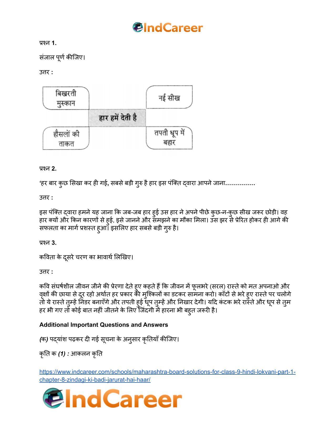 Maharashtra Board Solutions for Class 9- Hindi Lokvani (Part 1): Chapter 8- जिंदगी की बड़ी जरूरत है हार..! - Page 6