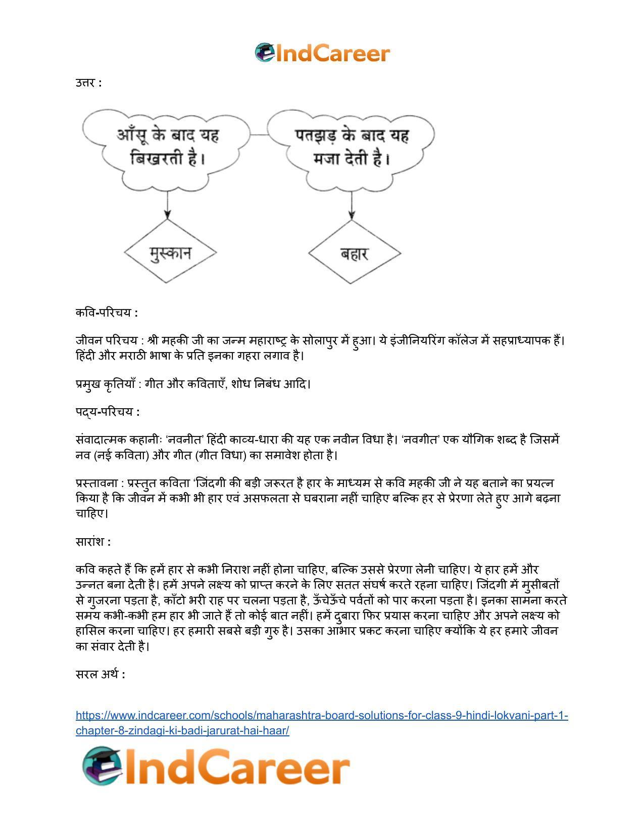 Maharashtra Board Solutions for Class 9- Hindi Lokvani (Part 1): Chapter 8- जिंदगी की बड़ी जरूरत है हार..! - Page 9