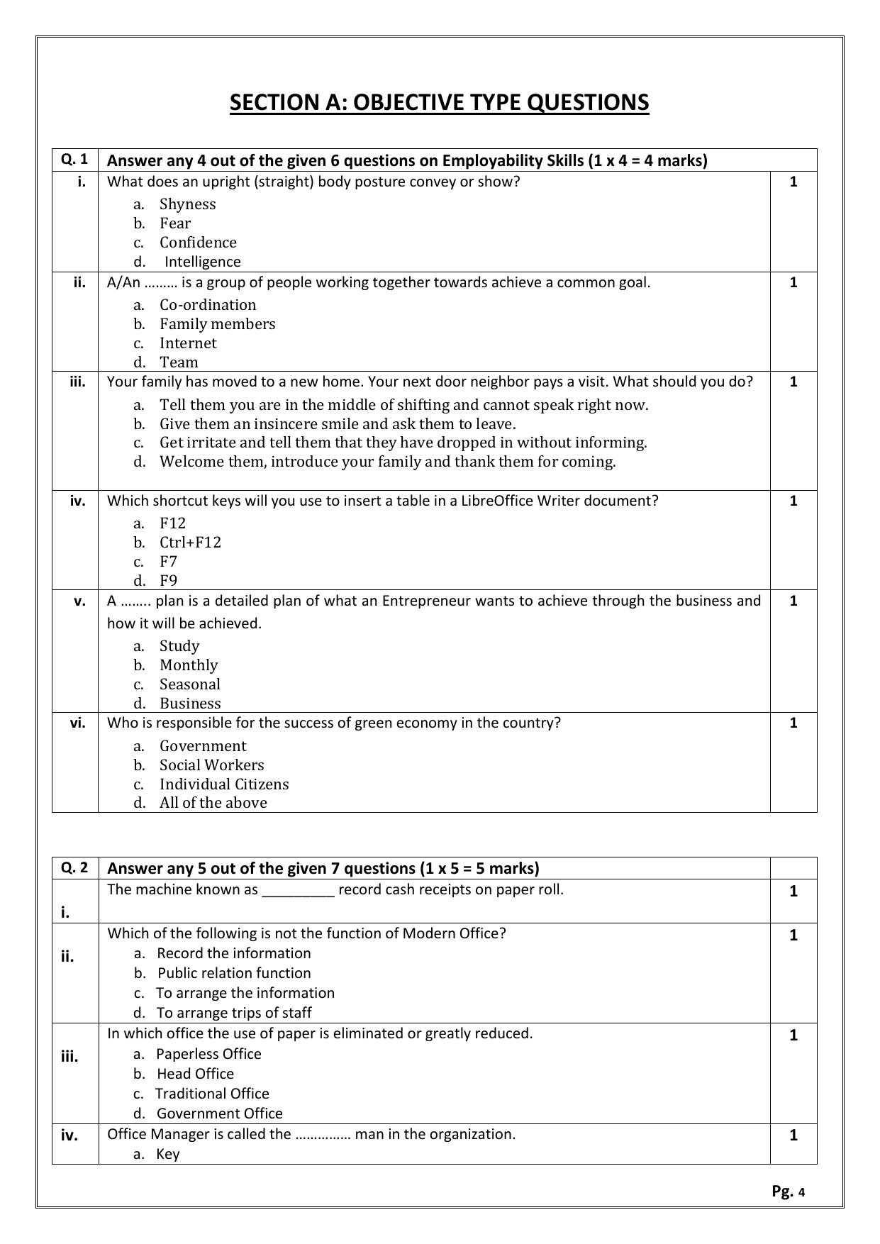 CBSE Class 11: OFFICE PROCEDURES & PRACTICES 2024 Sample Paper - Page 4