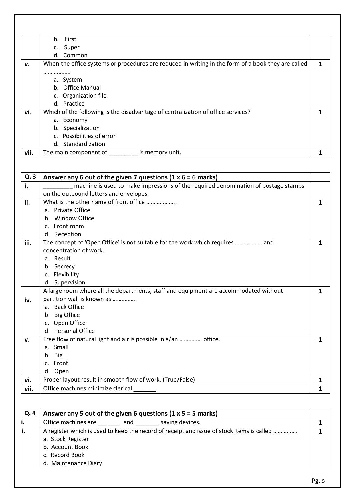 CBSE Class 11: OFFICE PROCEDURES & PRACTICES 2024 Sample Paper - Page 5