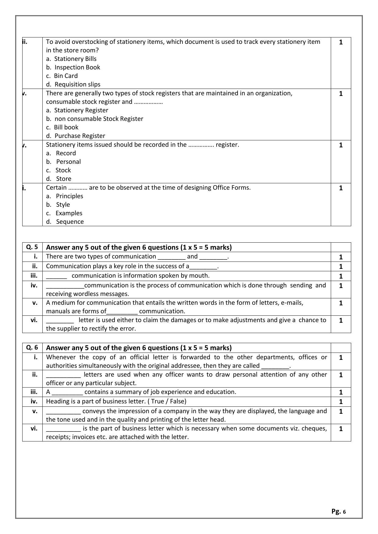 CBSE Class 11: OFFICE PROCEDURES & PRACTICES 2024 Sample Paper - Page 6