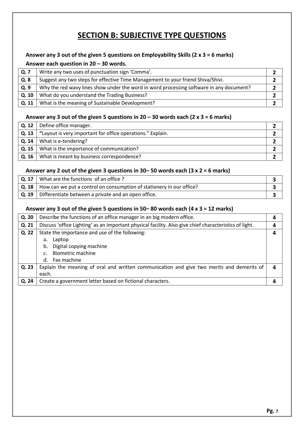 CBSE Class 11: OFFICE PROCEDURES & PRACTICES 2024 Sample Paper - Page 7