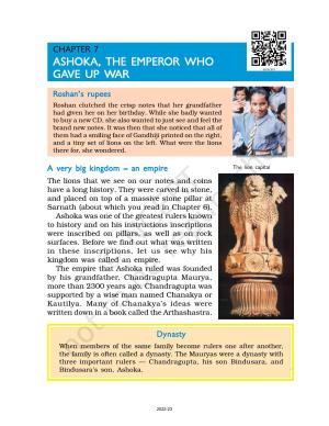 NCERT Book for Class 6 Social Science(History) : Chapter 7-Ashoka, The Emperor who Gave up War
