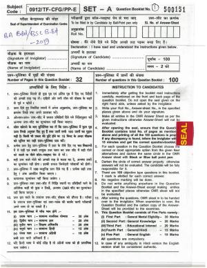 CG Pre B.A B.Ed / Pre B.Sc. B.Ed 2019 Question Paper