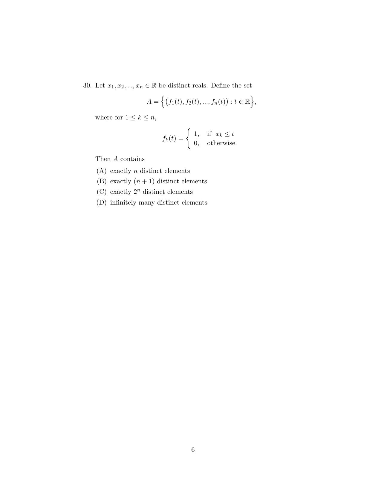 ISI Admission Test MMA (MCQ- Type) 2020 Sample Paper - Page 6