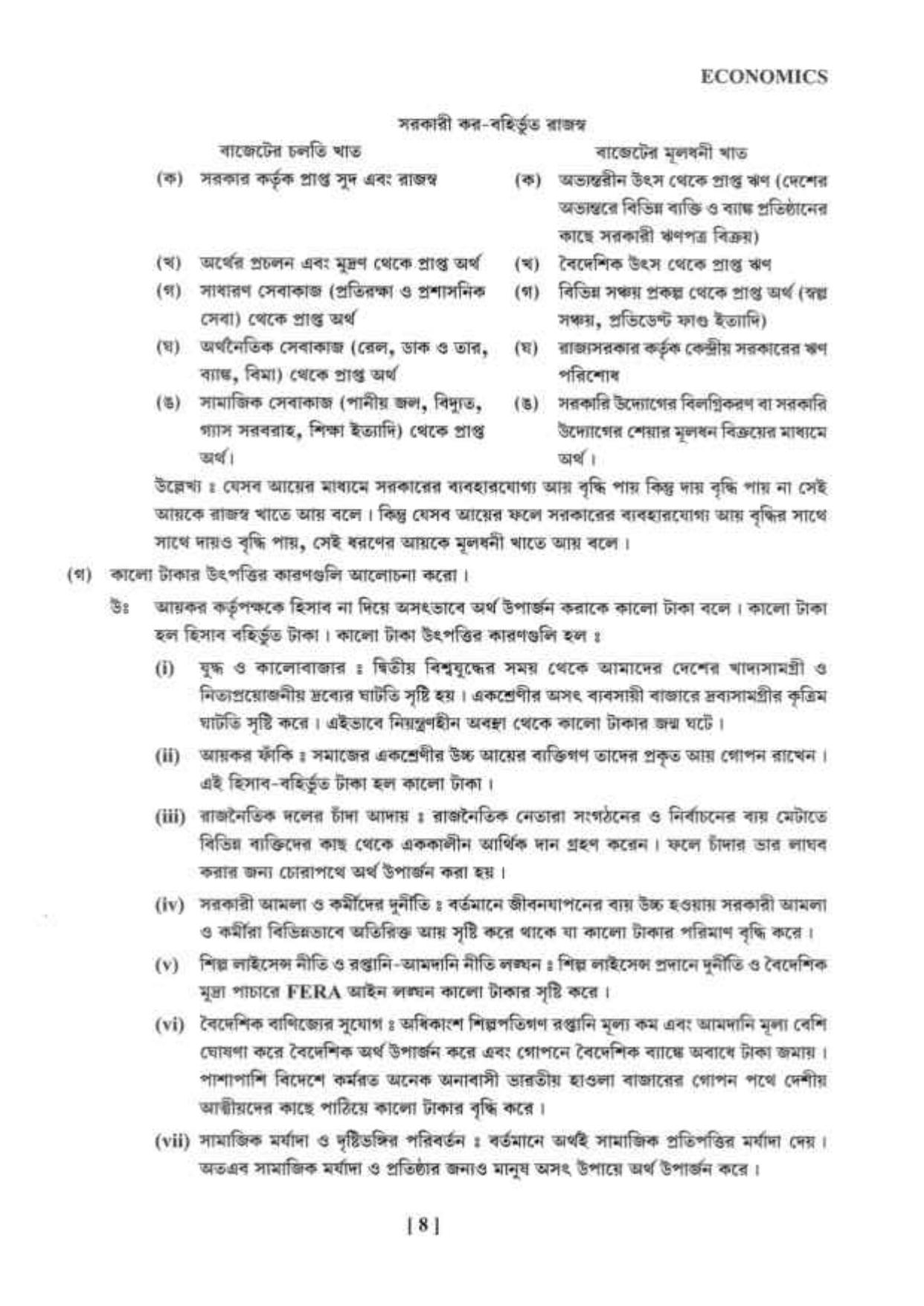 West Bengal Board Class 12 Economics 2020 Question Paper - Page 8