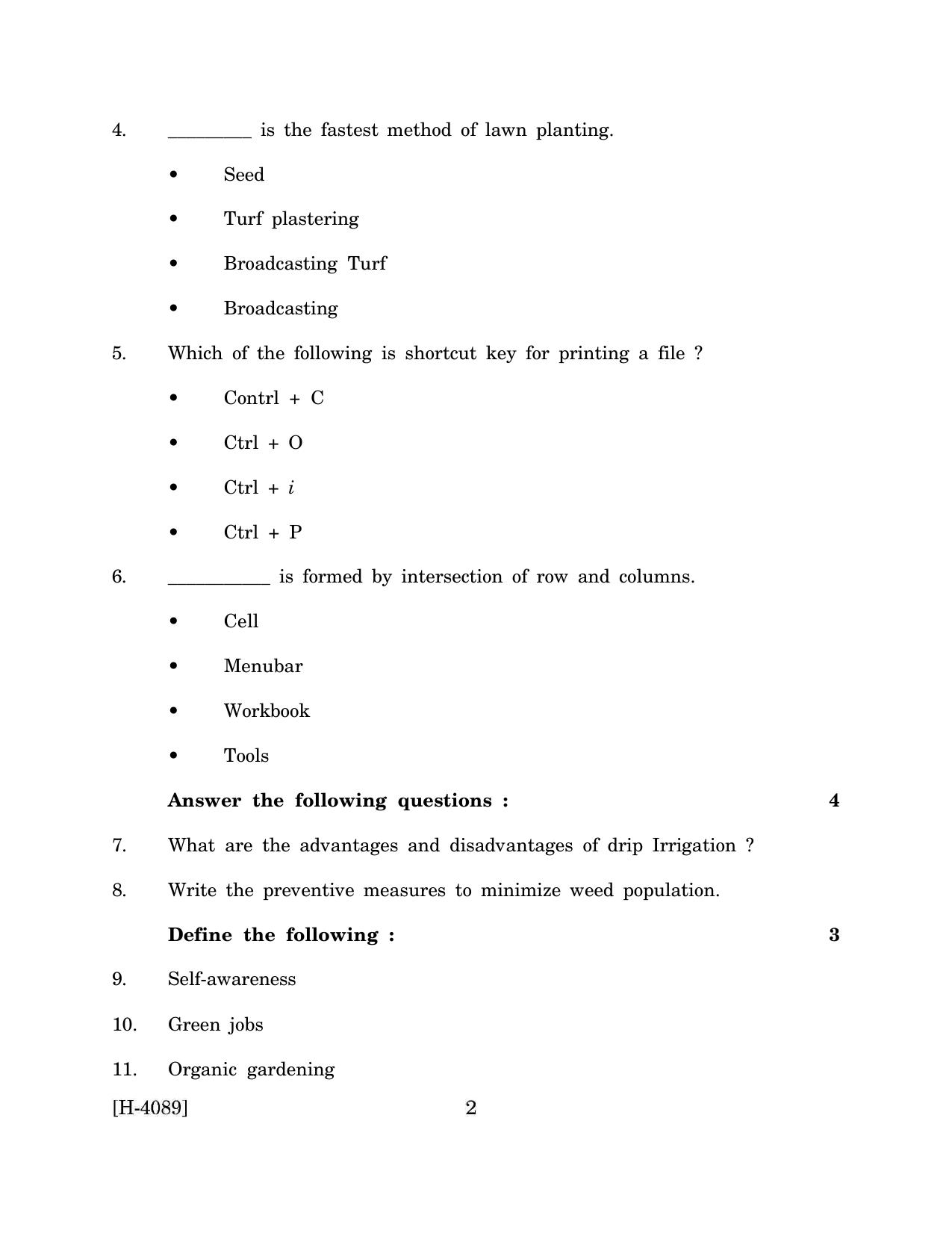 Goa Board Class 12 Agriculture (Gardener) (March 2024) Question Paper - Page 2