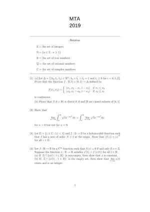 ISI Admission Test JRF in Mathematics MTA 2019 Sample Paper